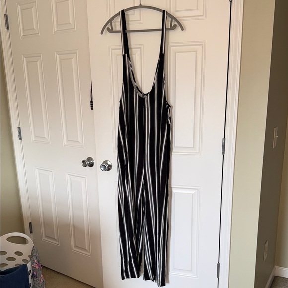wild fable Pants - Wild Fable Black and White Striped Sleeveless Jumpsuit